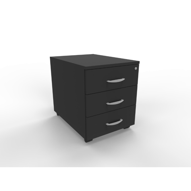 Günstiger Rollcontainer 60 cm tief, abschließbar - 3 Schubladen