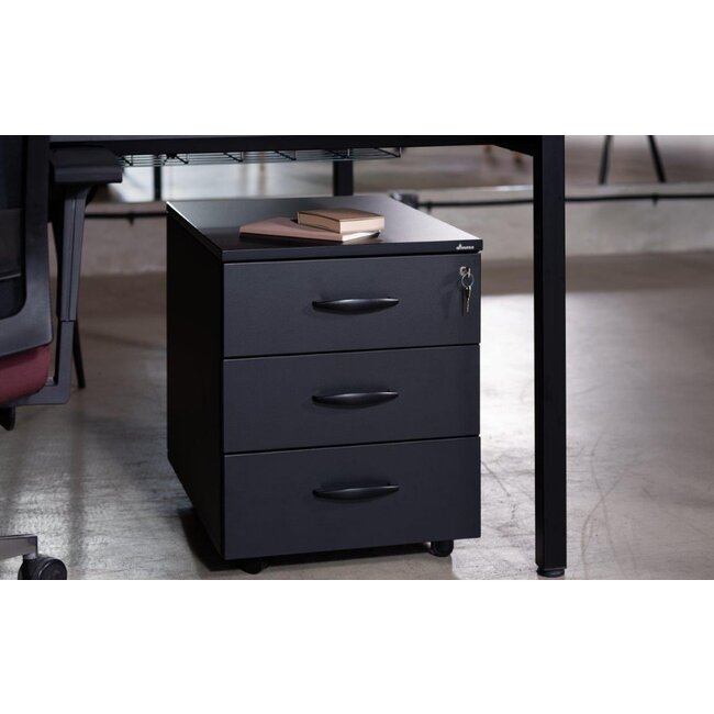 Günstiger Rollcontainer 60 cm tief, abschließbar - 3 Schubladen