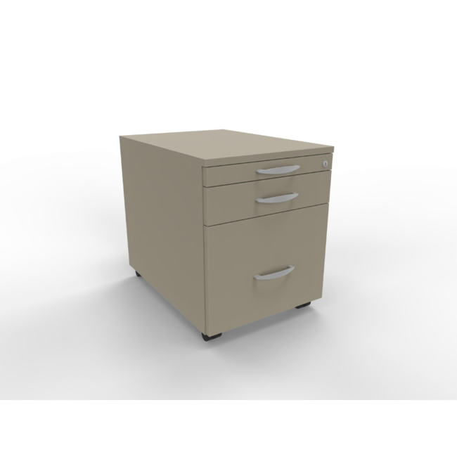 Günstiger Rollcontainer 60 cm tief, abschließbar - 2 Schubladen mit Ausziehbrett