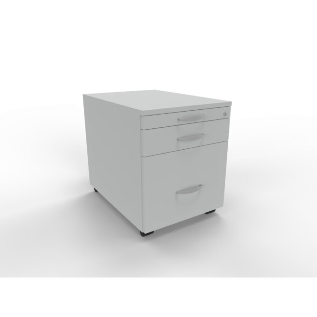 Günstiger Rollcontainer 60 cm tief, abschließbar - 2 Schubladen mit Ausziehbrett