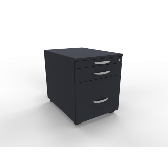 Günstiger Rollcontainer 60 cm tief, abschließbar - 2 Schubladen mit Ausziehbrett