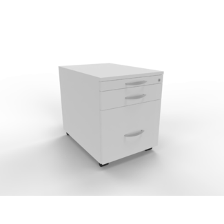 Günstiger Rollcontainer 60 cm tief, abschließbar - 2 Schubladen mit Ausziehbrett