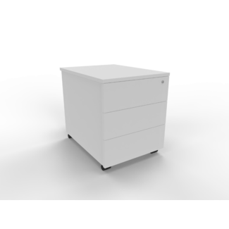 Günstiger Rollcontainer 60 cm tief, abschließbar - 3 Schubladen ohne Griffe