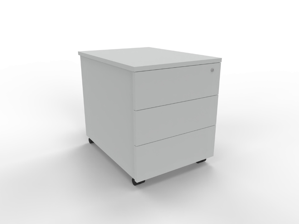 Rollcontainer 60 cm tief abschließbar mit 3 Schubladen fürs Büro