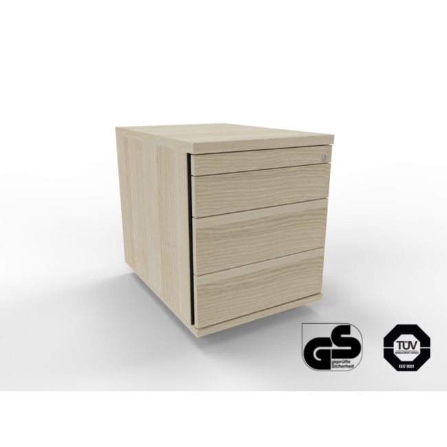 Hochwertiger Rollcontainer mit 4 Schubladen, abschließbar | 1-2-3-3
