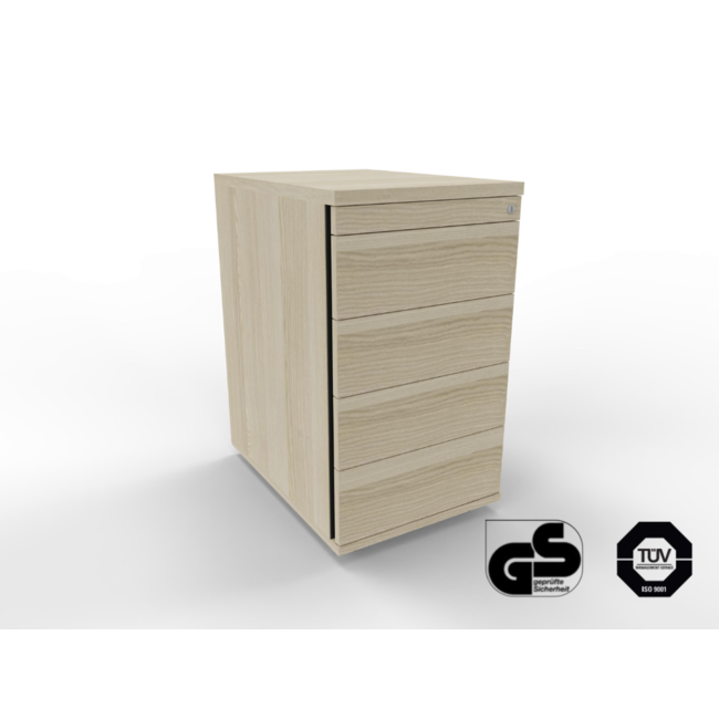 Hochwertiger Standcontainer 60 cm tief, abschließbar - mit 5 Schubladen