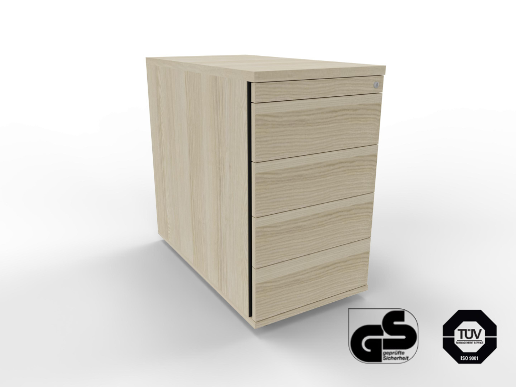 Standcontainer 80 cm tief abschließbar mit 5 Schubladen fürs Büro