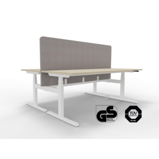 Doppelschreibtisch 200 x 160 cm elektrisch höhenverstellbar Doppelmonitor