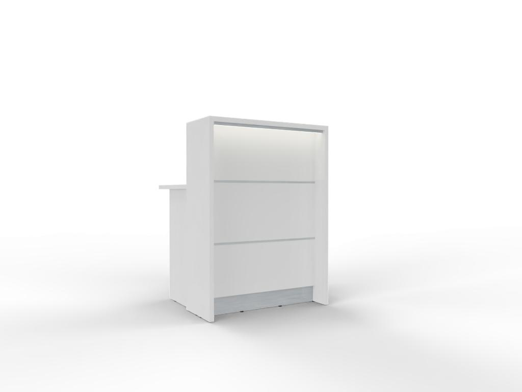 Empfangstheke AS-Line 80 cm konfigurierbar mit Dekorstreifen und Sockel in Weiß für Büro und Praxis