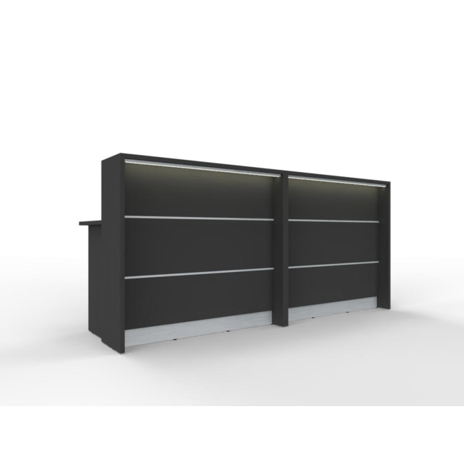 Empfangstheke AS-Line 240 cm breit – konfigurierbar in 17 Dekoren, optional mit LED