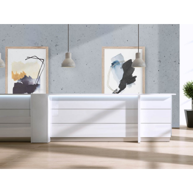 Empfangstheke AS-Line 240 cm breit – konfigurierbar in 17 Dekoren, optional mit LED