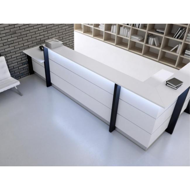 Empfangstheke AS-Line 240 cm breit – konfigurierbar in 17 Dekoren, optional mit LED