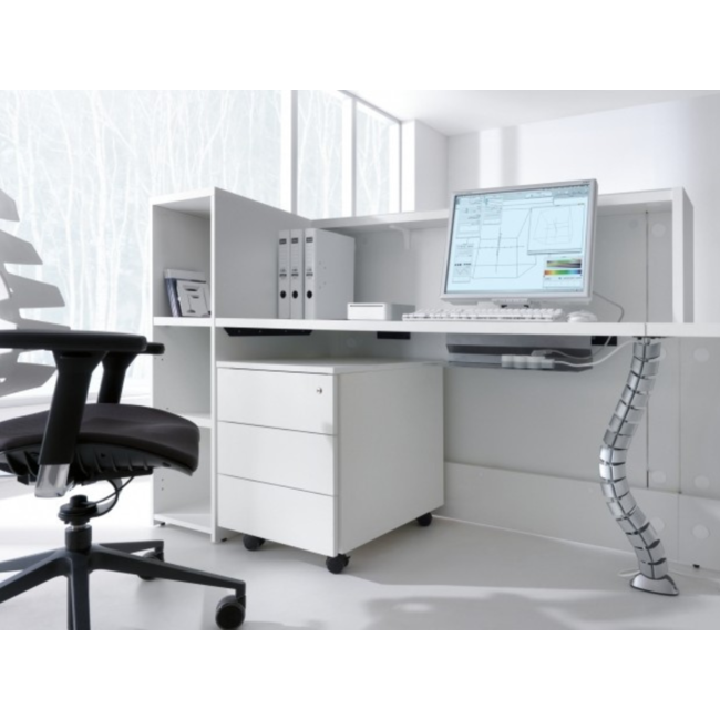 Empfangstheke AS-Line, 384 cm breit mit Seitenschränken