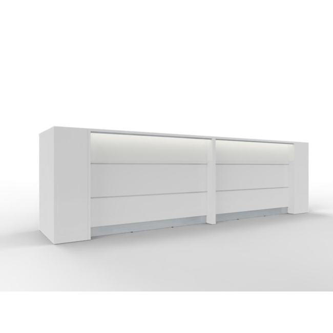 Empfangstheke AS-Line 384 cm mit Seitenschränken – gerade, konfigurierbar