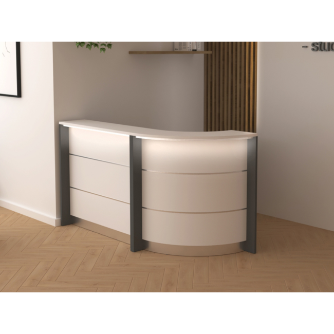 Empfangstheke AS-Line, 200 cm mit Rundelement