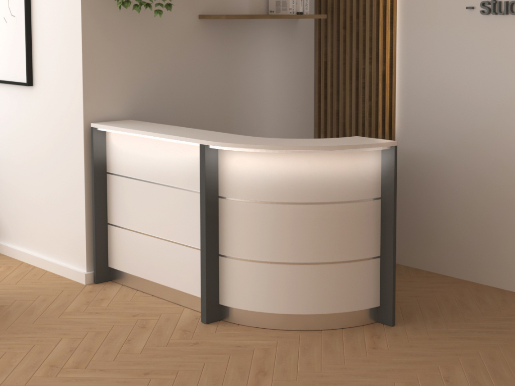 AS-Line 200 cm mit Rundelement – AS-Line Empfangstheke