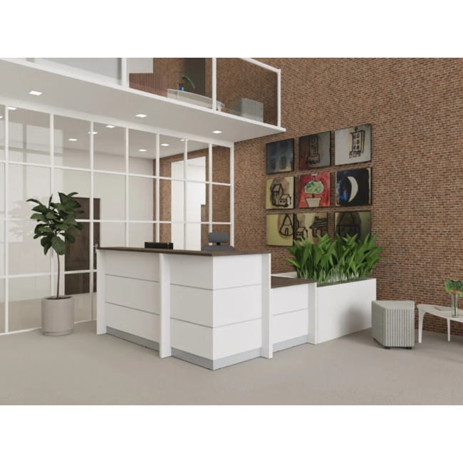 Empfangstheke AS-Line Ecktheke mit Beraterplatz 160 × 160 cm – konfigurierbar