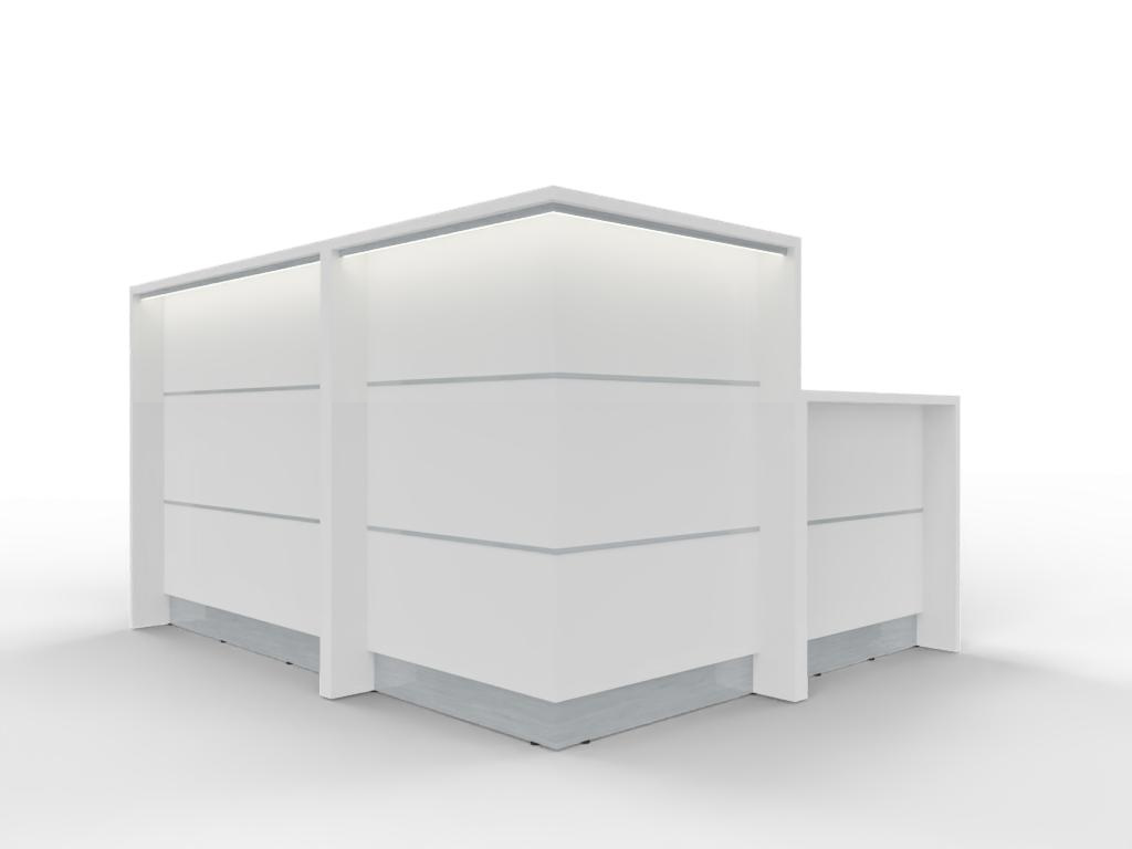 Ecktheke AS-Line mit Beraterplatz 200 × 200 cm – AS-Line Empfangstheke
