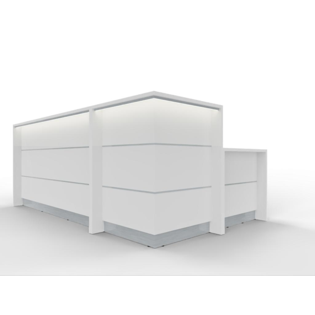 Empfangstheke AS-Line Ecktheke mit Beraterplatz 280 × 160 cm – konfigurierbar