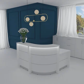 Rundtheke AS-Line mit Beraterplatz 160 × 160 cm – AS-Line Empfangstheke