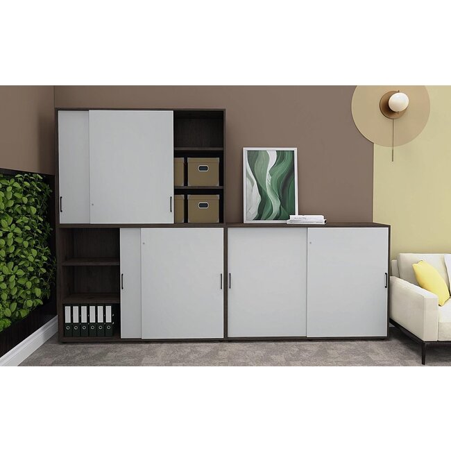 Hochwertiger Schiebetürenschrank mit 2 Ordnerhöhen, 160 cm breit