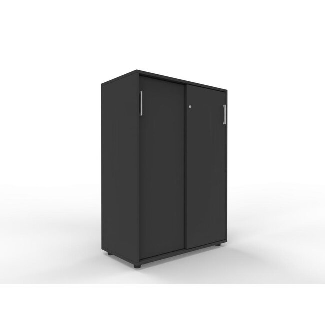 Hochwertiger Schiebetürenschrank mit 3 Ordnerhöhen, 80 cm breit, variable Tiefe (42–60 cm)