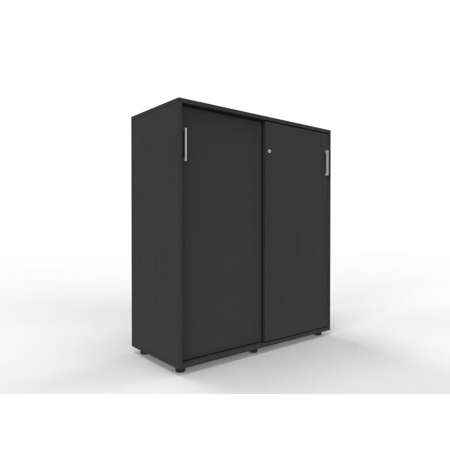 Hochwertiger Schiebetürenschrank mit 3 Ordnerhöhen, 100 cm breit, variable Tiefe (42–60 cm)