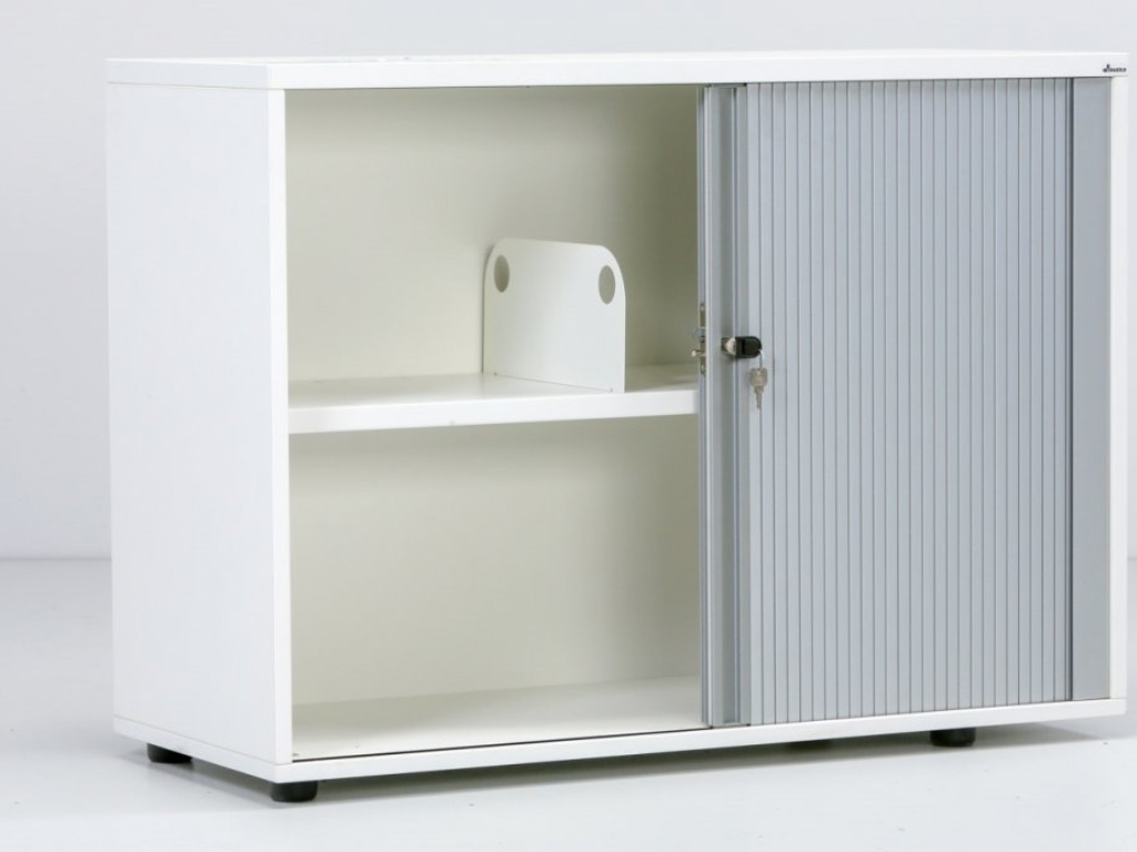 Querrollladenschrank 2 OH, 120 cm breit – platzsparender abschließbarer Büroschrank