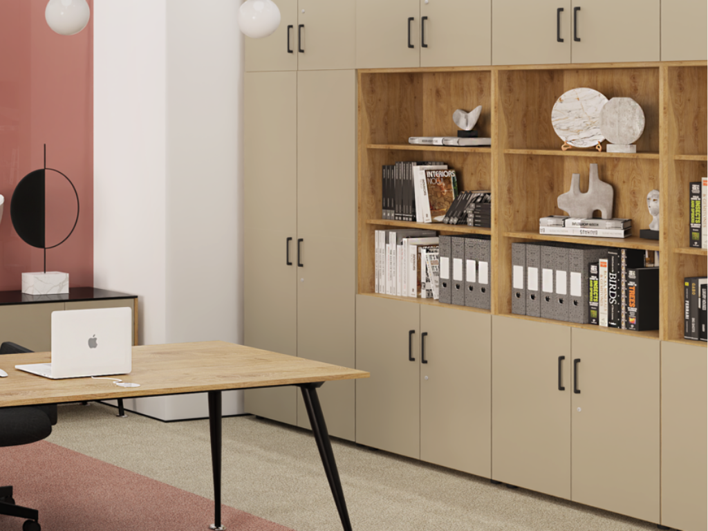 Aktenschrank 6 OH, 120 cm breit – breite sehr hohe Archivwand, 225 cm hoch