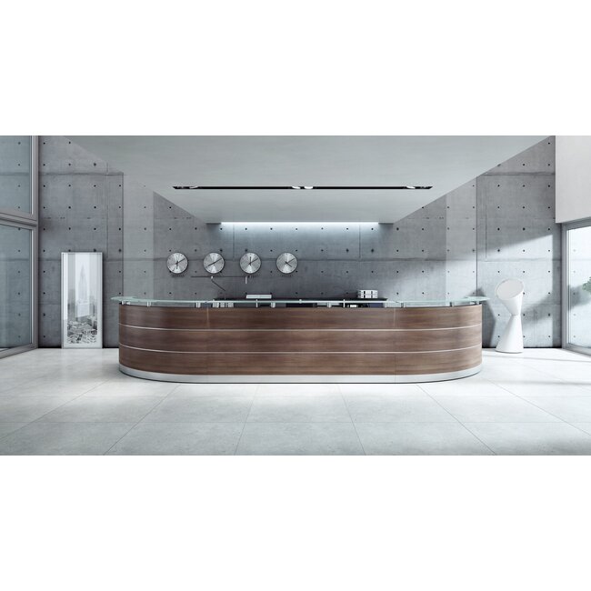 Perfect 240 cm – Empfangstheke mit Glasaufsatz, konfigurierbar