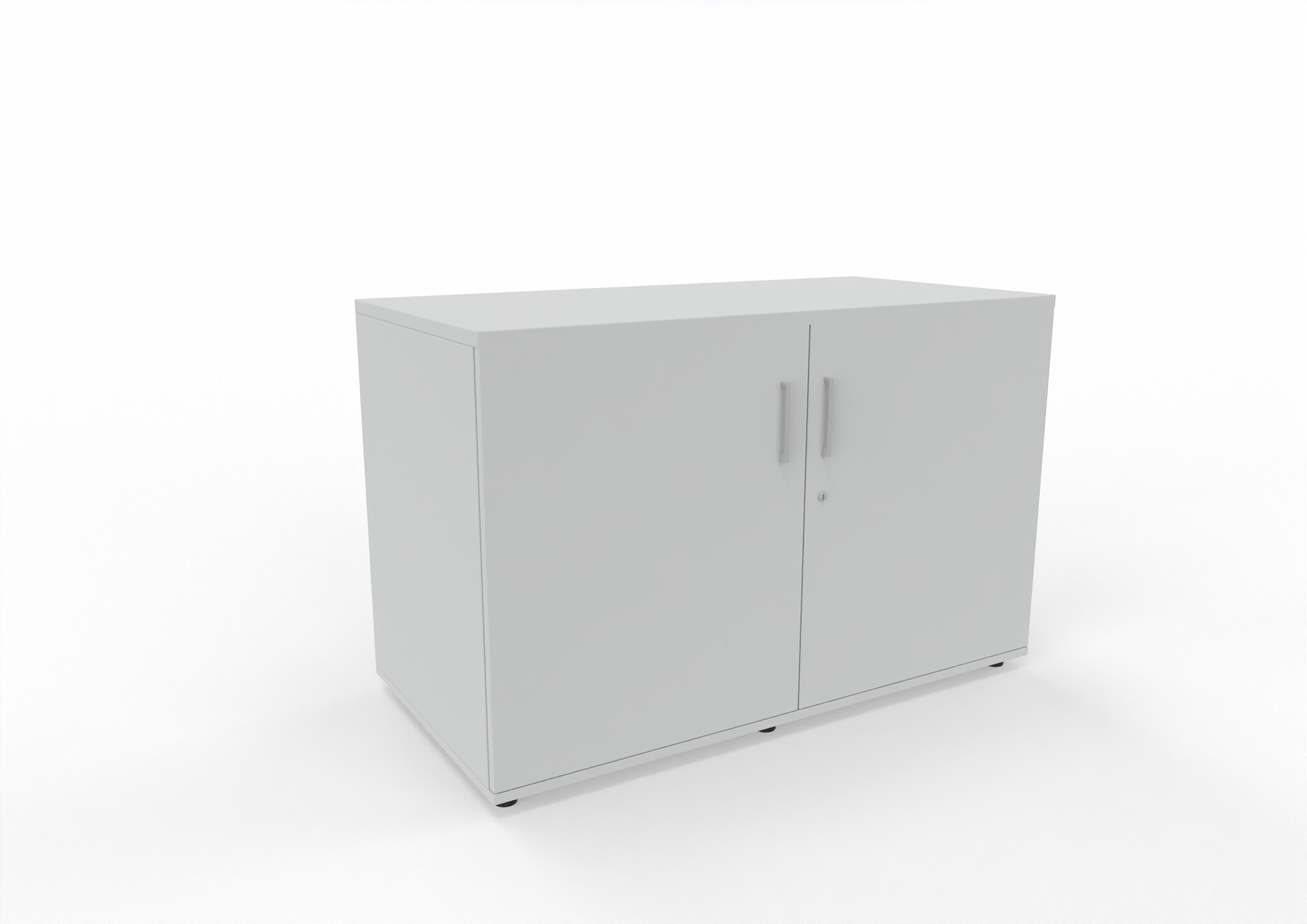 Druckerschrank 2 OH 120 cm breit in Grau mit Drehtüren fürs Büro
