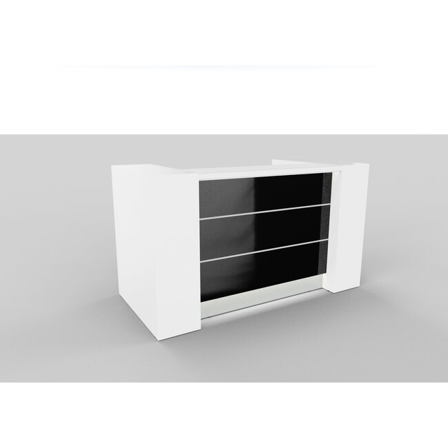 Hochglanz Empfangstheke Vale 193 cm, mit Seitenschränken