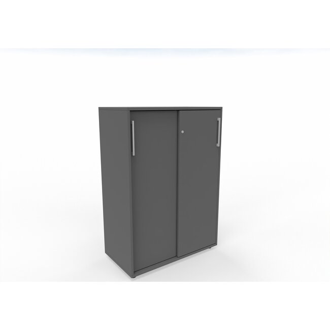 Hochwertiger Schiebetürenschrank mit 3 Ordnerhöhen, 80 cm breit, variable Tiefe (42–60 cm)