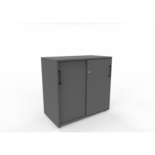 Hochwertiger Schiebetürenschrank mit 2 Ordnerhöhen, 80 cm breit, variable Tiefe (42–60 cm)