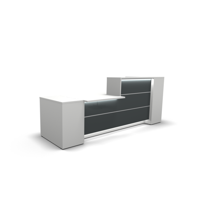 Empfangstheke LUNIS mit Beraterplatz,  Front Hochglanz