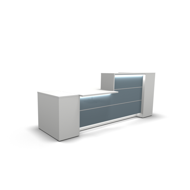 Empfangstheke LUNIS mit Beraterplatz,  Front Hochglanz