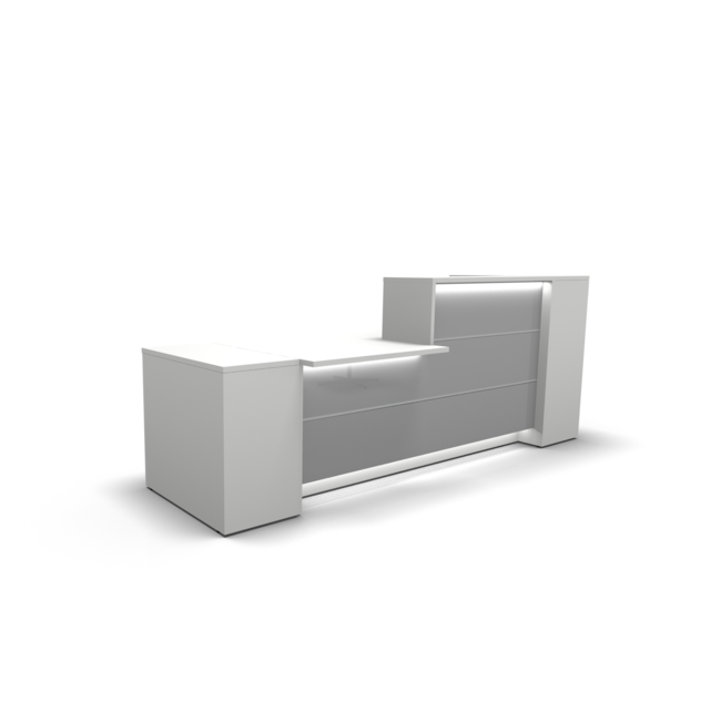 Empfangstheke LUNIS mit Beraterplatz,  Front Hochglanz