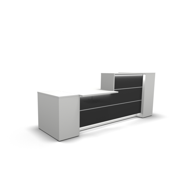 Empfangstheke LUNIS mit Beraterplatz,  Front Hochglanz