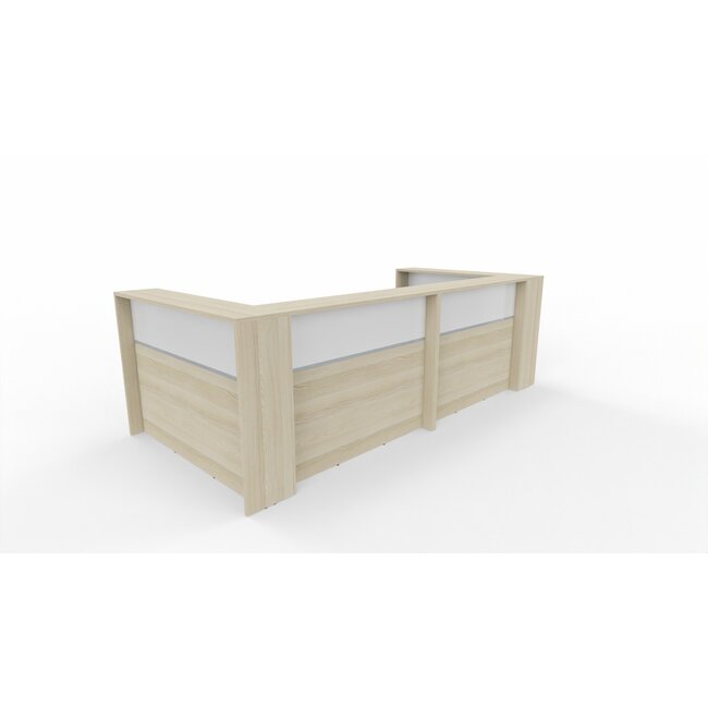 Empfangstheke AS-Line II U-Form 344 cm – zweifarbige Front ohne Sockel