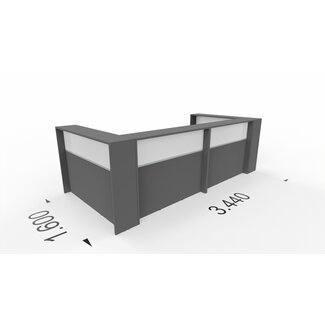 Empfangstheke AS-Line II, 344 cm breit,  160 cm tief, U-Form