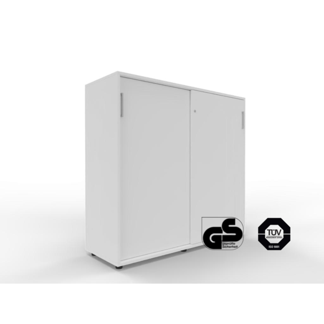 Hochwertiger Schiebetürenschrank – 130 cm breit, 3 Ordnerhöhen, variable Tiefe (42–60 cm)