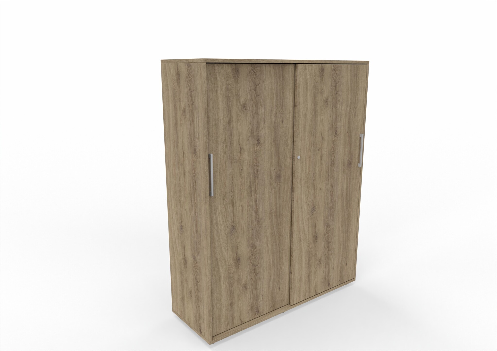 Schiebetürenschrank 4 OH 130 cm breit in Natureiche fürs Büro