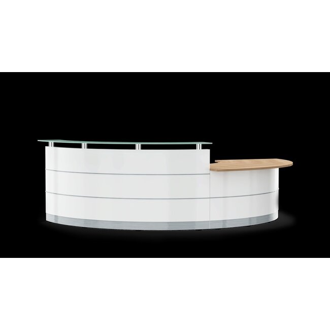 Perfect 230 cm – gebogene Empfangstheke, 45°-Winkel konfigurierbar