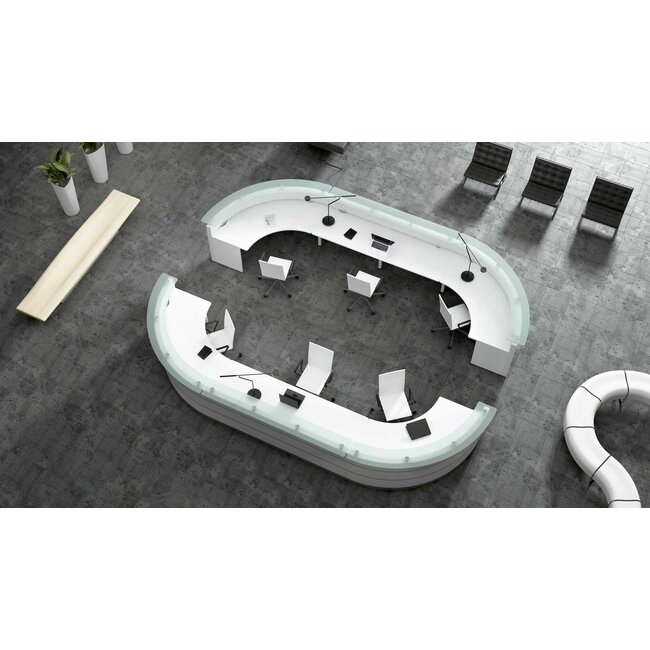 Perfect 230 cm – gebogene Empfangstheke, 45°-Winkel konfigurierbar