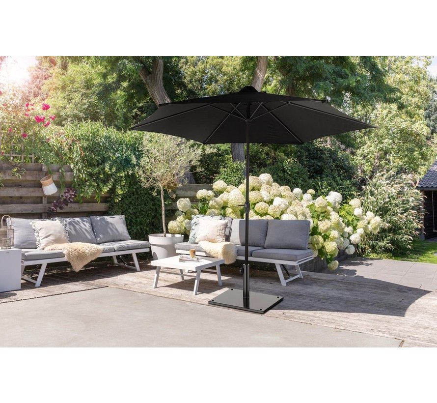 Parasol Zwart Ø300 cm voor Tuin en | handig opdraaisysteem - Gekstedeals