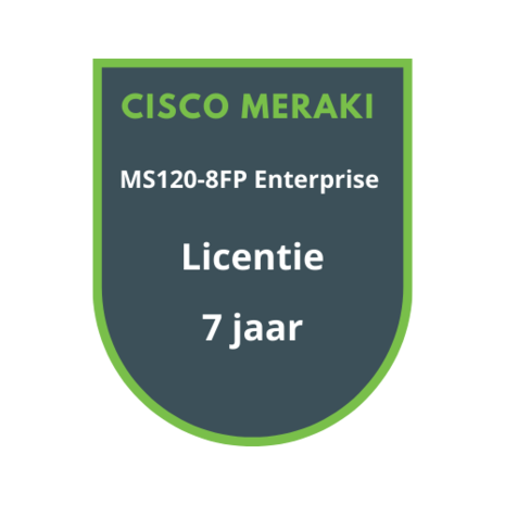 Cisco Meraki MS120-8FP Enterprise Licentie 7 jaar