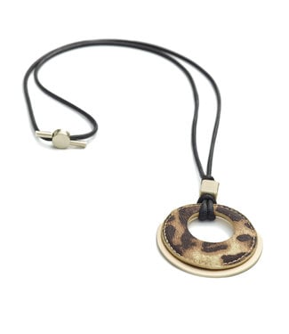 TITTO BAYARD - adjustable necklace with leather pendant - col. leopard