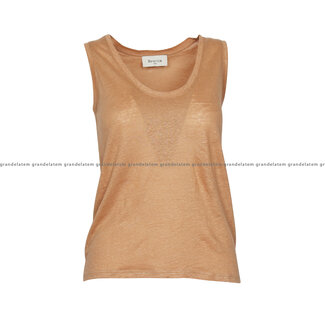 Berenice Berenice kledij t-shirt - Marcel top linnen CAMEL - 16ELINE1UTS