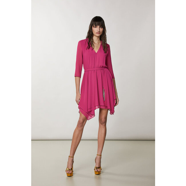 PATRIZIA PEPE Asymmetrical georgette dress - Ceremony Fuchsia 2A2603_A248_M447