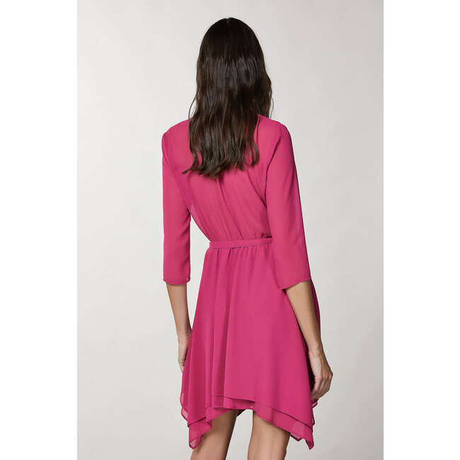 PATRIZIA PEPE Asymmetrical georgette dress - Ceremony Fuchsia 2A2603_A248_M447